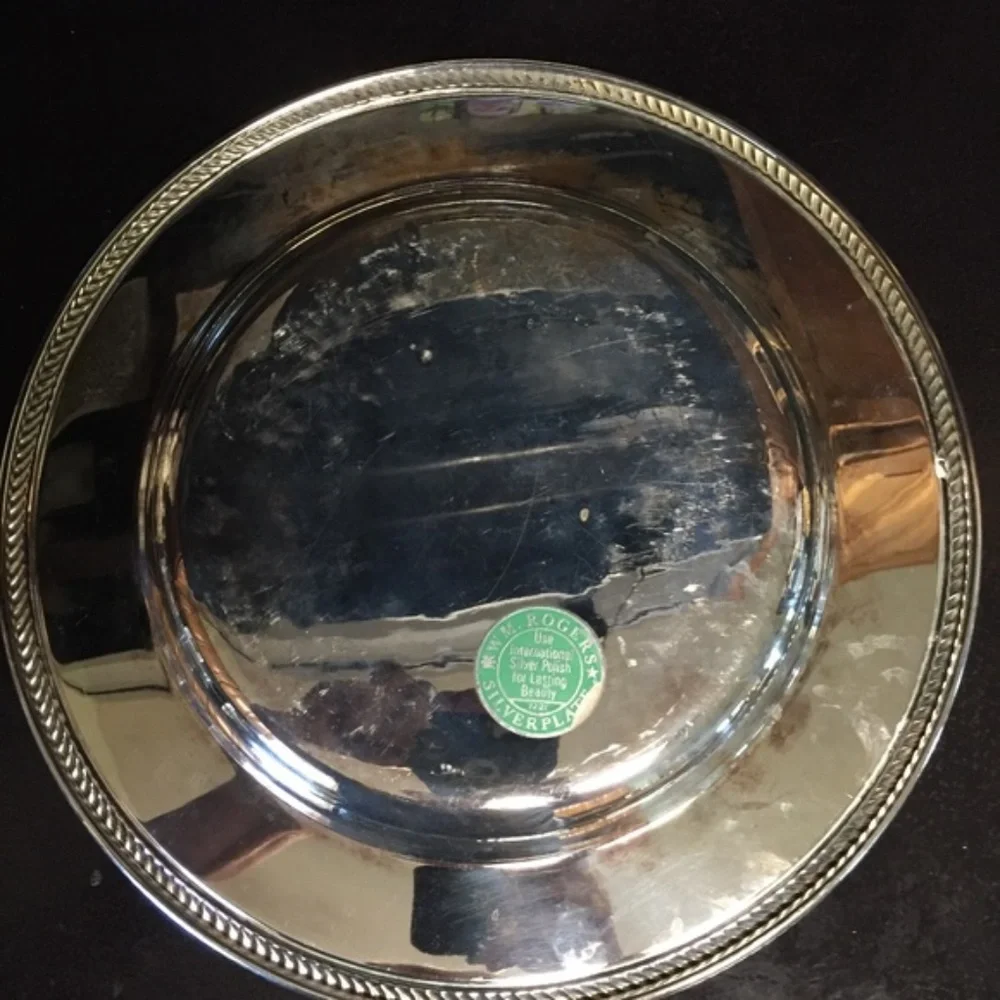 VTG Wm Rodgers silverplate glass relish tray